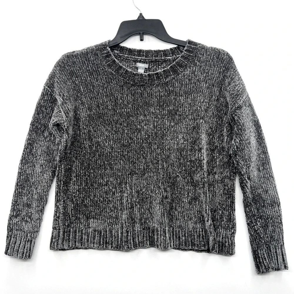 Aerie Women's Chenille Metallic Thread Pullover Sweater Gray Green S Soft Cozy - Picture 1 of 6